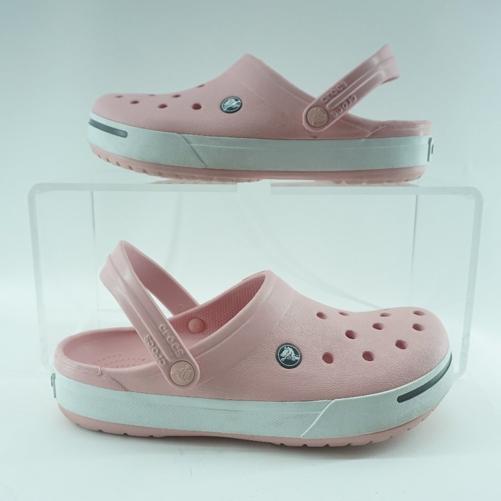 Crocs Petal Pink & White Crocband ll Slip-On Shoes Women's Size 10 Men's Size 8